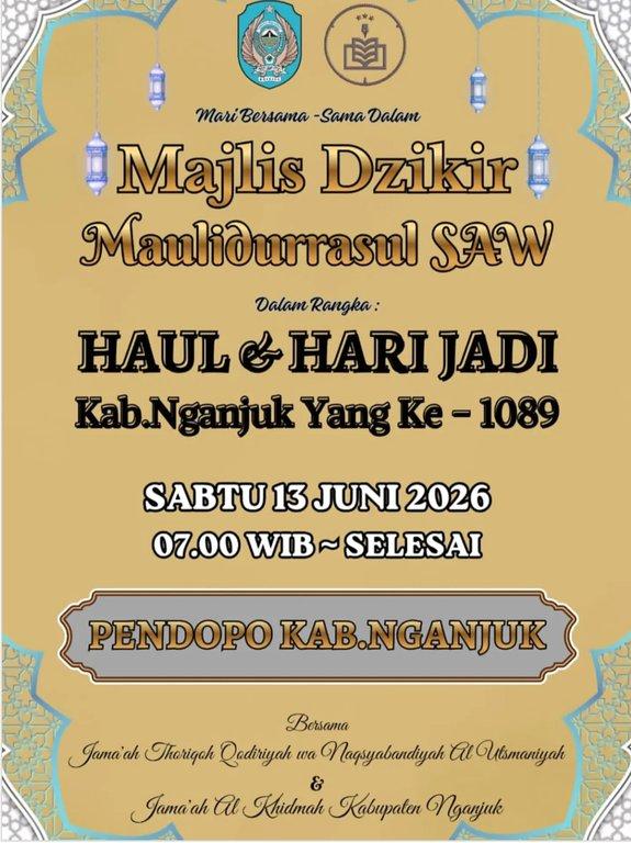Nganjuk - Majlis Dzikir Maulidurrasul SAW Dalam Rangka Haul & Hari Jadi Kab. Nganjuk yang ke-1089
